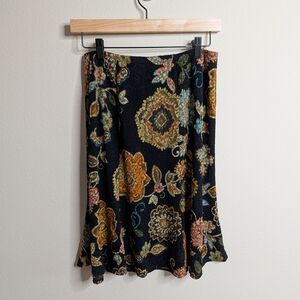 West End A-Line Skirt PL Black Floral Tapestry Whimsigoth Boho Cottagecore